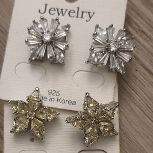 Elegant Silver and Gold Star Earrings